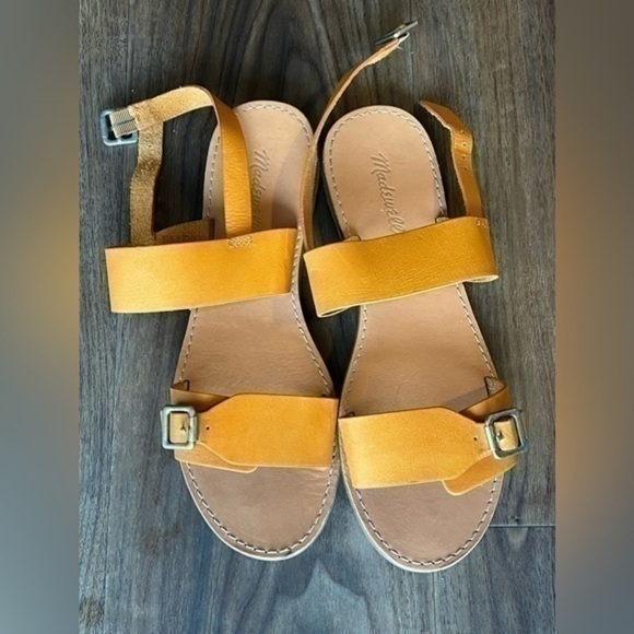 Madewell The Boardwalk Tan Camel Boho Leather Open Toe Ankle Strap 9.5 Sandal - Picture 1 of 7
